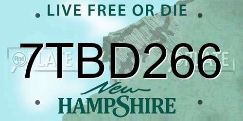 7TBD266 New Hampshire License Plate