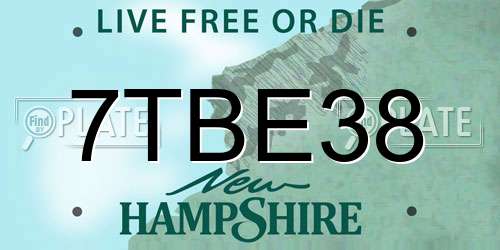 7TBE38 New Hampshire License Plate