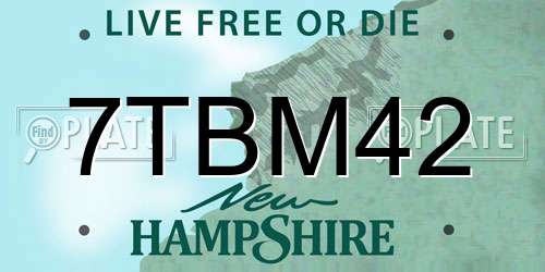 7TBM42 New Hampshire License Plate
