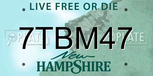 7TBM47 New Hampshire License Plate