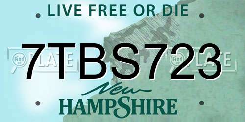 7TBS723 New Hampshire License Plate