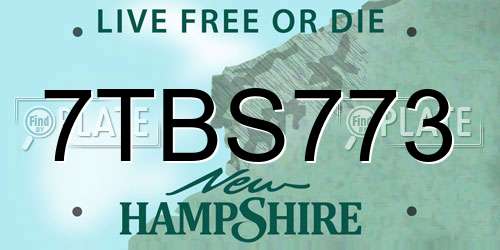 7TBS773 New Hampshire License Plate
