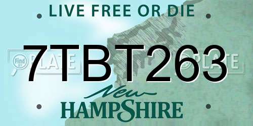 7TBT263 New Hampshire License Plate