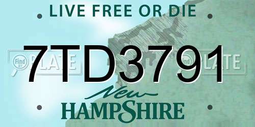 7TD3791 New Hampshire License Plate