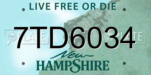 7TD6034 New Hampshire License Plate