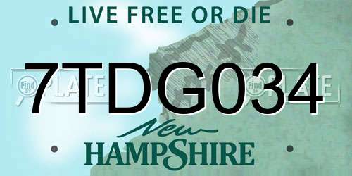 7TDG034 New Hampshire License Plate