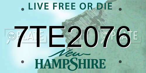 7TE2076 New Hampshire License Plate