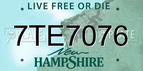 7TE7076 New Hampshire License Plate