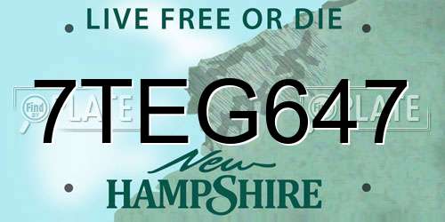 7TEG647 New Hampshire License Plate