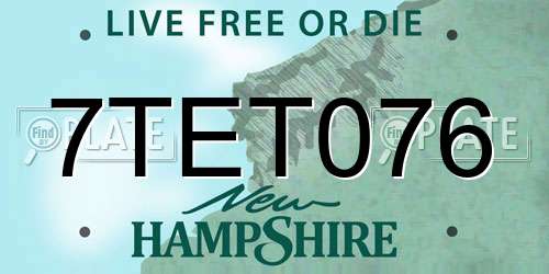 7TET076 New Hampshire License Plate