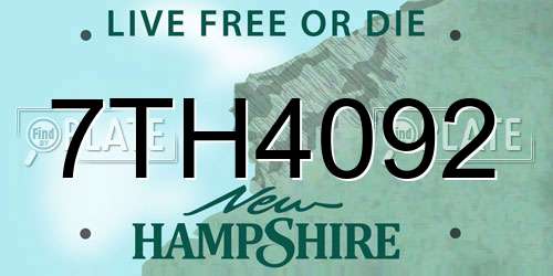 7TH4092 New Hampshire License Plate
