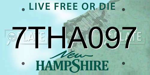 7THA097 New Hampshire License Plate