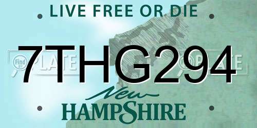 7THG294 New Hampshire License Plate