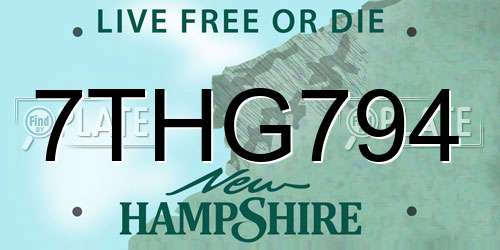 7THG794 New Hampshire License Plate