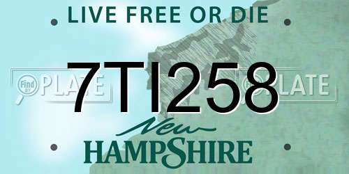 7TI258 New Hampshire License Plate