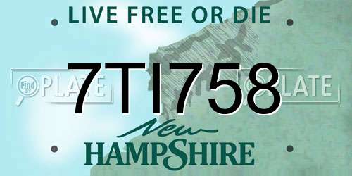 7TI758 New Hampshire License Plate