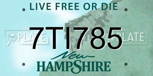7TI785 New Hampshire License Plate