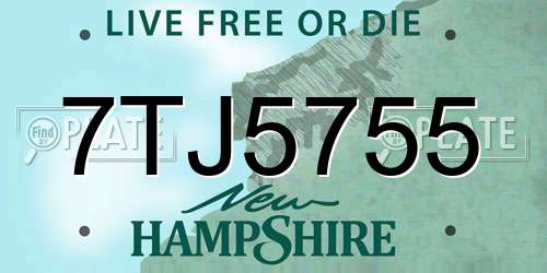 7TJ5755 New Hampshire License Plate