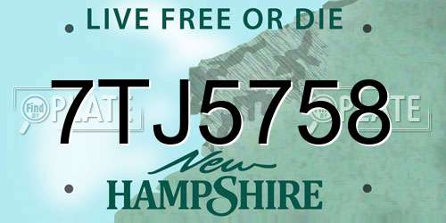 7TJ5758 New Hampshire License Plate