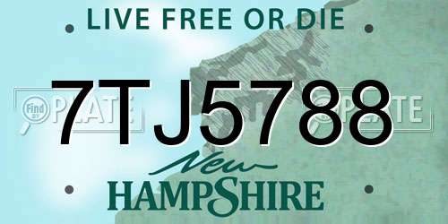 7TJ5788 New Hampshire License Plate