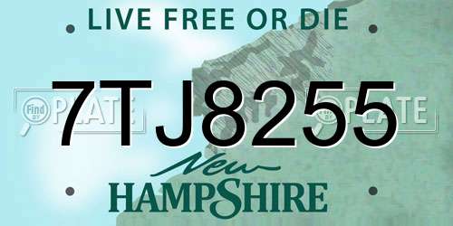 7TJ8255 New Hampshire License Plate