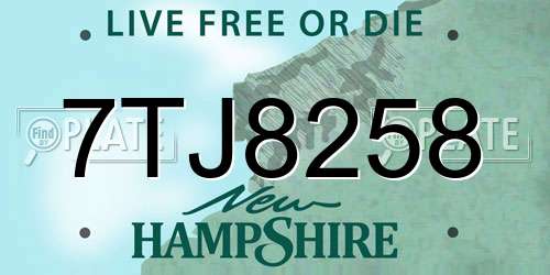 7TJ8258 New Hampshire License Plate