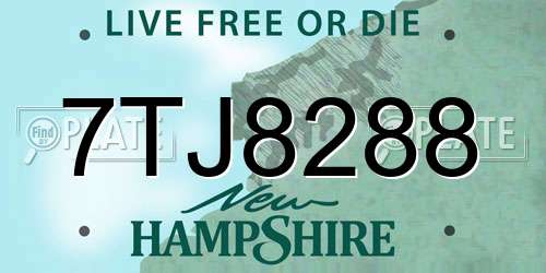 7TJ8288 New Hampshire License Plate