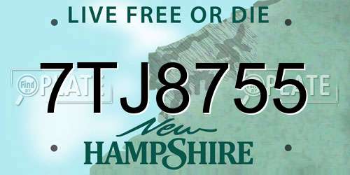 7TJ8755 New Hampshire License Plate