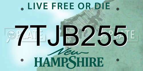 7TJB255 New Hampshire License Plate