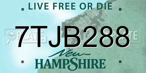 7TJB288 New Hampshire License Plate