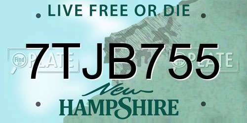 7TJB755 New Hampshire License Plate