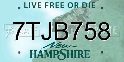 7TJB758 New Hampshire License Plate