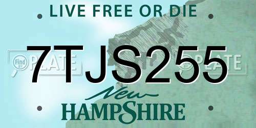 7TJS255 New Hampshire License Plate