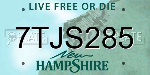 7TJS285 New Hampshire License Plate