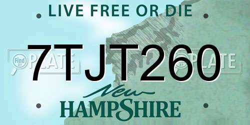 7TJT260 New Hampshire License Plate