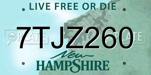 7TJZ260 New Hampshire License Plate