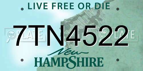 7TN4522 New Hampshire License Plate
