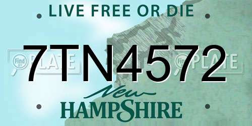 7TN4572 New Hampshire License Plate
