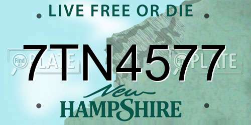 7TN4577 New Hampshire License Plate