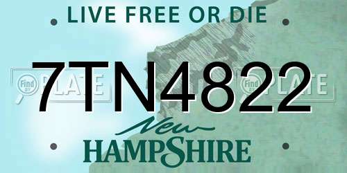 7TN4822 New Hampshire License Plate