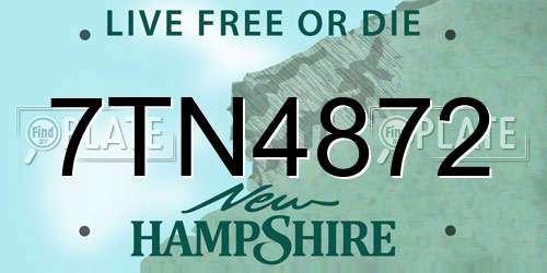 7TN4872 New Hampshire License Plate