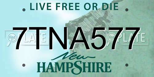 7TNA577 New Hampshire License Plate