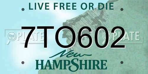 7TO602 New Hampshire License Plate
