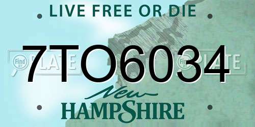 7TO6034 New Hampshire License Plate