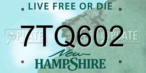 7TQ602 New Hampshire License Plate