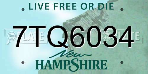 7TQ6034 New Hampshire License Plate