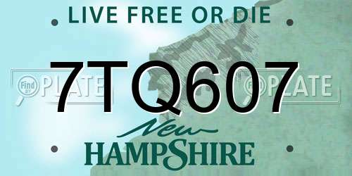 7TQ607 New Hampshire License Plate
