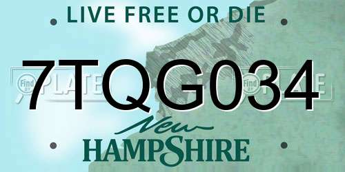 7TQG034 New Hampshire License Plate