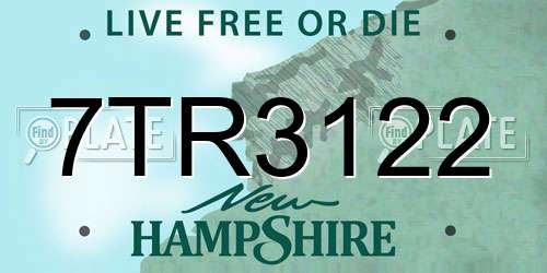 7TR3122 New Hampshire License Plate