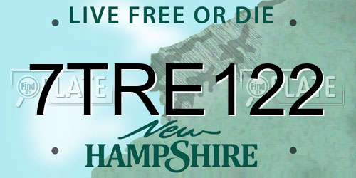7TRE122 New Hampshire License Plate